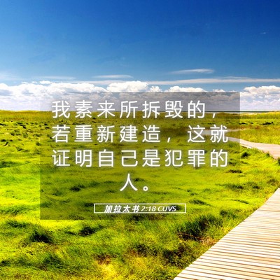 Picture 05 - 加 拉 太 书 2:18 CUVS - 我 素 来 所 拆 毁 的 ， 若 重 新 建 - Bible Verse Picture