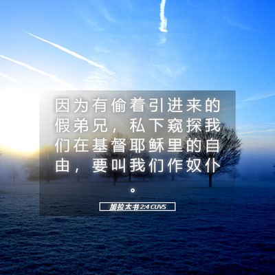 Picture 05 - 加 拉 太 书 2:4 CUVS - 因 为 有 偷 着 引 进 来 的 假 弟 兄 - Bible Verse Picture