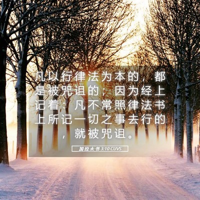 Picture 05 - 加 拉 太 书 3:10 CUVS - 凡 以 行 律 法 为 本 的 ， 都 是 被 - Bible Verse Picture