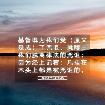 Picture 05 - 加 拉 太 书 3:13 CUVS - 基 督 既 为 我 们 受 （ 原 文 是 成 - Bible Verse Picture