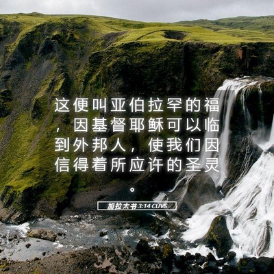 Picture 05 - 加 拉 太 书 3:14 CUVS - 这 便 叫 亚 伯 拉 罕 的 福 ， 因 基 - Bible Verse Picture