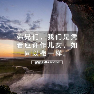 Picture 05 - 加 拉 太 书 4:28 CUVS - 弟 兄 们 ， 我 们 是 凭 着 应 许 作 - Bible Verse Picture