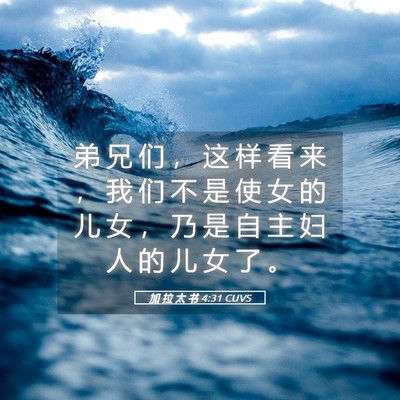 Picture 05 - 加 拉 太 书 4:31 CUVS - 弟 兄 们 ， 这 样 看 来 ， 我 们 不 - Bible Verse Picture