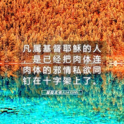Picture 05 - 加 拉 太 书 5:24 CUVS - 凡 属 基 督 耶 稣 的 人 ， 是 已 经 - Bible Verse Picture
