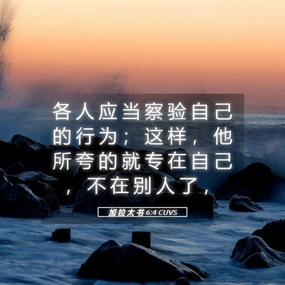 Picture 05 - 加 拉 太 书 6:4 CUVS - 各 人 应 当 察 验 自 己 的 行 为 ； - Bible Verse Picture