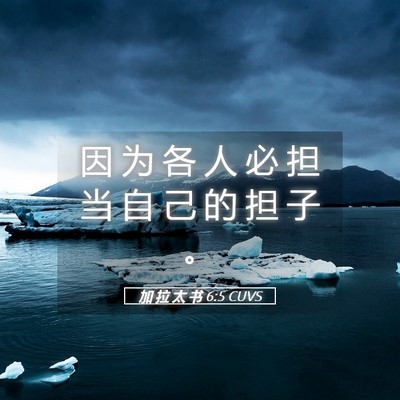 Picture 05 - 加 拉 太 书 6:5 CUVS - 因 为 各 人 必 担 当 自 己 的 担 子 - Bible Verse Picture