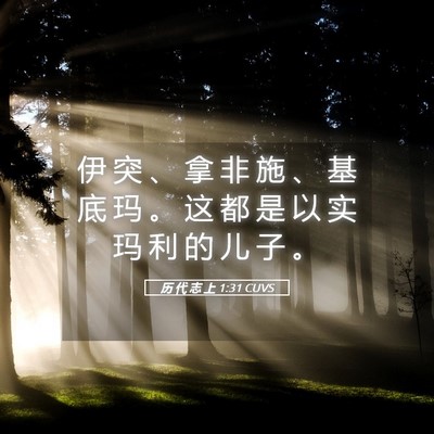 Picture 05 - 历 代 志 上 1:31 CUVS - 伊 突 、 拿 非 施 、 基 底 玛 。 这 - Bible Verse Picture