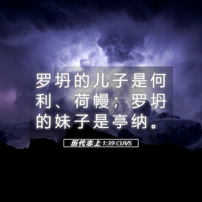 Picture 05 - 历 代 志 上 1:39 CUVS - 罗 坍 的 儿 子 是 何 利 、 荷 幔 ； - Bible Verse Picture