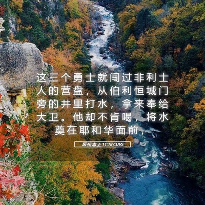 Picture 05 - 历 代 志 上 11:18 CUVS - 这 三 个 勇 士 就 闯 过 非 利 士 人 - Bible Verse Picture