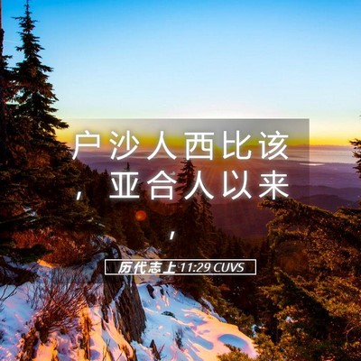 Picture 05 - 历 代 志 上 11:29 CUVS - 户 沙 人 西 比 该 ， 亚 合 人 以 来 - Bible Verse Picture