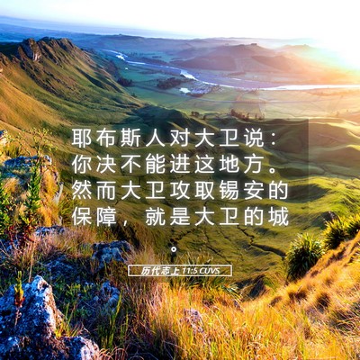 Picture 05 - 历 代 志 上 11:5 CUVS - 耶 布 斯 人 对 大 卫 说 ： 你 决 不 - Bible Verse Picture