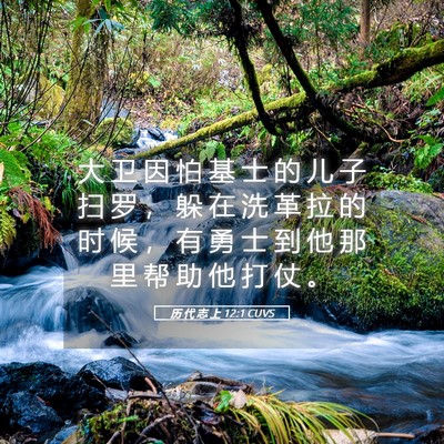 Picture 05 - 历 代 志 上 12:1 CUVS - 大 卫 因 怕 基 士 的 儿 子 扫 罗 ， - Bible Verse Picture