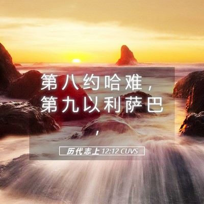 Picture 05 - 历 代 志 上 12:12 CUVS - 第 八 约 哈 难 ， 第 九 以 利 萨 巴 - Bible Verse Picture