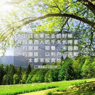 Picture 05 - 历 代 志 上 12:20 CUVS - 大 卫 往 洗 革 拉 去 的 时 候 ， 有 - Bible Verse Picture