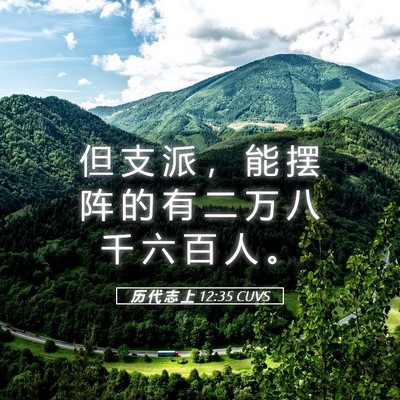 Picture 05 - 历 代 志 上 12:35 CUVS - 但 支 派 ， 能 摆 阵 的 有 二 万 八 - Bible Verse Picture