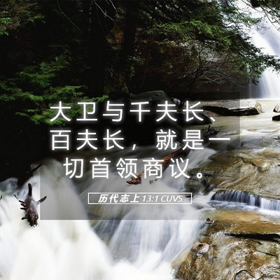 Picture 05 - 历 代 志 上 13:1 CUVS - 大 卫 与 千 夫 长 、 百 夫 长 ， 就 - Bible Verse Picture