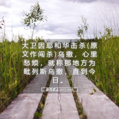 Picture 05 - 历 代 志 上 13:11 CUVS - 大 卫 因 耶 和 华 击 杀 ( 原 文 作 闯 - Bible Verse Picture