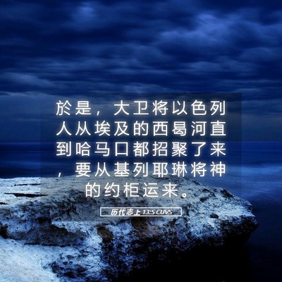 Picture 05 - 历 代 志 上 13:5 CUVS - 於 是 ， 大 卫 将 以 色 列 人 从 埃 - Bible Verse Picture