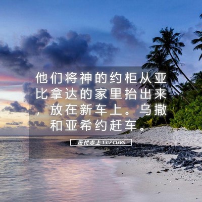 Picture 05 - 历 代 志 上 13:7 CUVS - 他 们 将 神 的 约 柜 从 亚 比 拿 达 - Bible Verse Picture