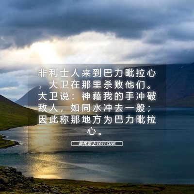Picture 05 - 历 代 志 上 14:11 CUVS - 非 利 士 人 来 到 巴 力 毗 拉 心 ， - Bible Verse Picture