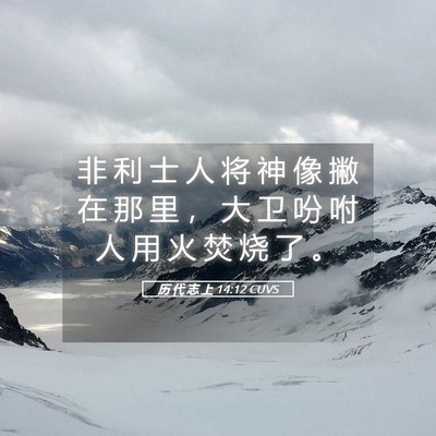 Picture 05 - 历 代 志 上 14:12 CUVS - 非 利 士 人 将 神 像 撇 在 那 里 ， - Bible Verse Picture