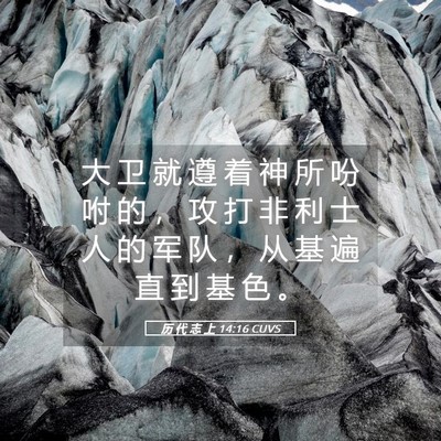 Picture 05 - 历 代 志 上 14:16 CUVS - 大 卫 就 遵 着 神 所 吩 咐 的 ， 攻 - Bible Verse Picture