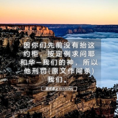 Picture 05 - 历 代 志 上 15:13 CUVS - 因 你 们 先 前 没 有 抬 这 约 柜 ， - Bible Verse Picture