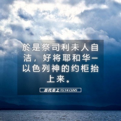 Picture 05 - 历 代 志 上 15:14 CUVS - 於 是 祭 司 利 未 人 自 洁 ， 好 将 - Bible Verse Picture