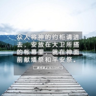 Picture 05 - 历 代 志 上 16:1 CUVS - 众 人 将 神 的 约 柜 请 进 去 ， 安 - Bible Verse Picture