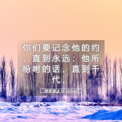 Picture 05 - 历 代 志 上 16:15 CUVS - 你 们 要 记 念 他 的 约 ， 直 到 永 - Bible Verse Picture