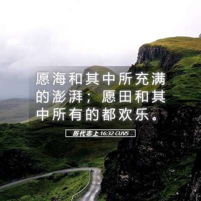 Picture 05 - 历 代 志 上 16:32 CUVS - 愿 海 和 其 中 所 充 满 的 澎 湃 ； - Bible Verse Picture