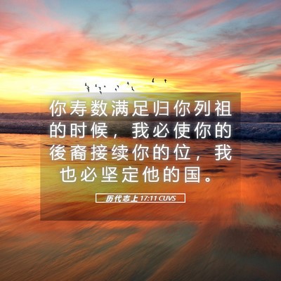 Picture 05 - 历 代 志 上 17:11 CUVS - 你 寿 数 满 足 归 你 列 祖 的 时 候 - Bible Verse Picture