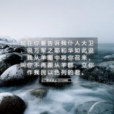 Picture 05 - 历 代 志 上 17:7 CUVS - 现 在 你 要 告 诉 我 仆 人 大 卫 ， - Bible Verse Picture