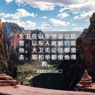 Picture 05 - 历 代 志 上 18:13 CUVS - 大 卫 在 以 东 地 设 立 防 营 ， 以 - Bible Verse Picture