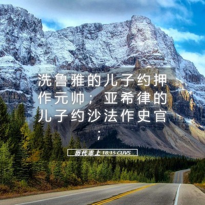 Picture 05 - 历 代 志 上 18:15 CUVS - 洗 鲁 雅 的 儿 子 约 押 作 元 帅 ； - Bible Verse Picture