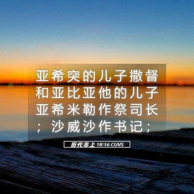 Picture 05 - 历 代 志 上 18:16 CUVS - 亚 希 突 的 儿 子 撒 督 和 亚 比 亚 - Bible Verse Picture