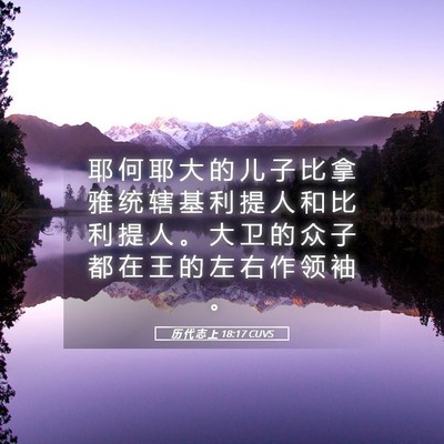 Picture 05 - 历 代 志 上 18:17 CUVS - 耶 何 耶 大 的 儿 子 比 拿 雅 统 辖 - Bible Verse Picture