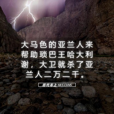 Picture 05 - 历 代 志 上 18:5 CUVS - 大 马 色 的 亚 兰 人 来 帮 助 琐 巴 - Bible Verse Picture