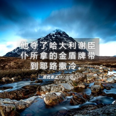 Picture 05 - 历 代 志 上 18:7 CUVS - 他 夺 了 哈 大 利 谢 臣 仆 所 拿 的 - Bible Verse Picture