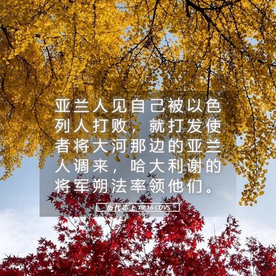 Picture 05 - 历 代 志 上 19:16 CUVS - 亚 兰 人 见 自 己 被 以 色 列 人 打 - Bible Verse Picture