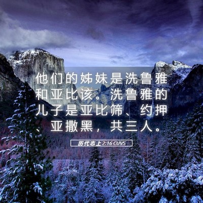 Picture 05 - 历 代 志 上 2:16 CUVS - 他 们 的 姊 妹 是 洗 鲁 雅 和 亚 比 - Bible Verse Picture