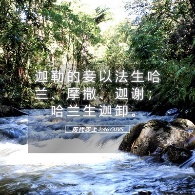 Picture 05 - 历 代 志 上 2:46 CUVS - 迦 勒 的 妾 以 法 生 哈 兰 、 摩 撒 - Bible Verse Picture