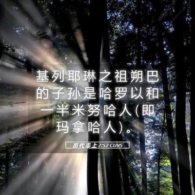 Picture 05 - 历 代 志 上 2:52 CUVS - 基 列 耶 琳 之 祖 朔 巴 的 子 孙 是 - Bible Verse Picture