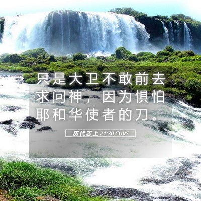 Picture 05 - 历 代 志 上 21:30 CUVS - 只 是 大 卫 不 敢 前 去 求 问 神 ， - Bible Verse Picture