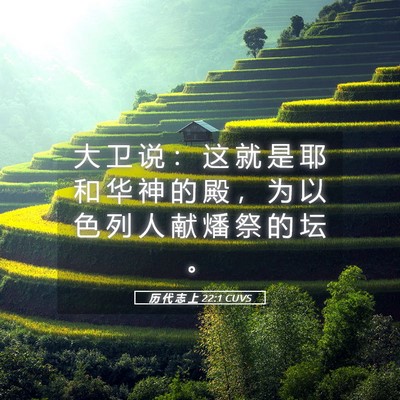 Picture 05 - 历 代 志 上 22:1 CUVS - 大 卫 说 ： 这 就 是 耶 和 华 神 的 - Bible Verse Picture