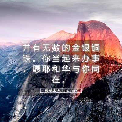 Picture 05 - 历 代 志 上 22:16 CUVS - 并 有 无 数 的 金 银 铜 铁 。 你 当 - Bible Verse Picture