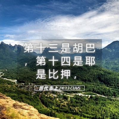 Picture 05 - 历 代 志 上 24:13 CUVS - 第 十 三 是 胡 巴 ， 第 十 四 是 耶 - Bible Verse Picture