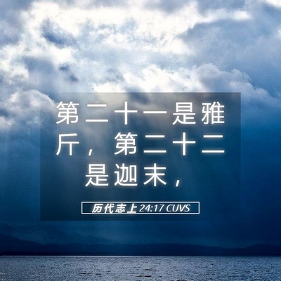 Picture 05 - 历 代 志 上 24:17 CUVS - 第 二 十 一 是 雅 斤 ， 第 二 十 二 - Bible Verse Picture