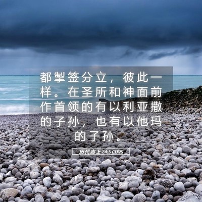 Picture 05 - 历 代 志 上 24:5 CUVS - 都 掣 签 分 立 ， 彼 此 一 样 。 在 - Bible Verse Picture