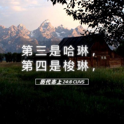 Picture 05 - 历 代 志 上 24:8 CUVS - 第 三 是 哈 琳 ， 第 四 是 梭 琳 - Bible Verse Picture